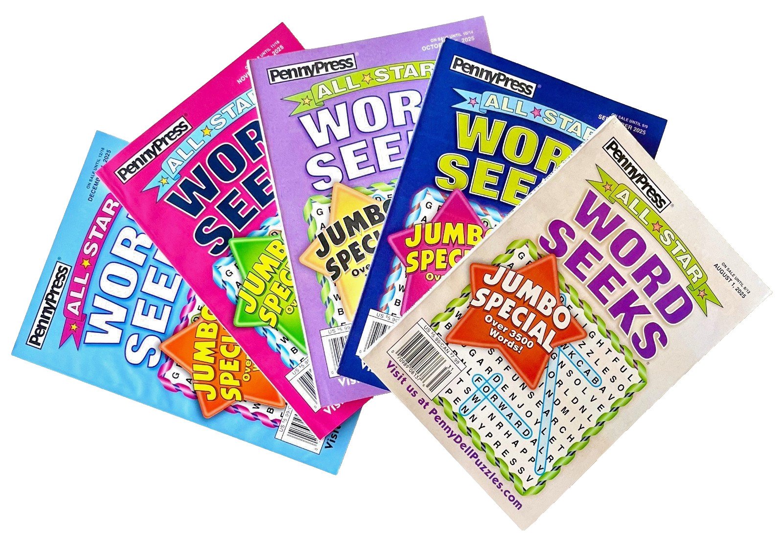 Lot of 5 Penny Press Dell All Star Word Search Seek Puzzle Books