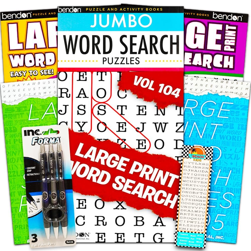 Large Print Word Search Books for Adults Super Set — 6 Jumbo Word Find Puzzle