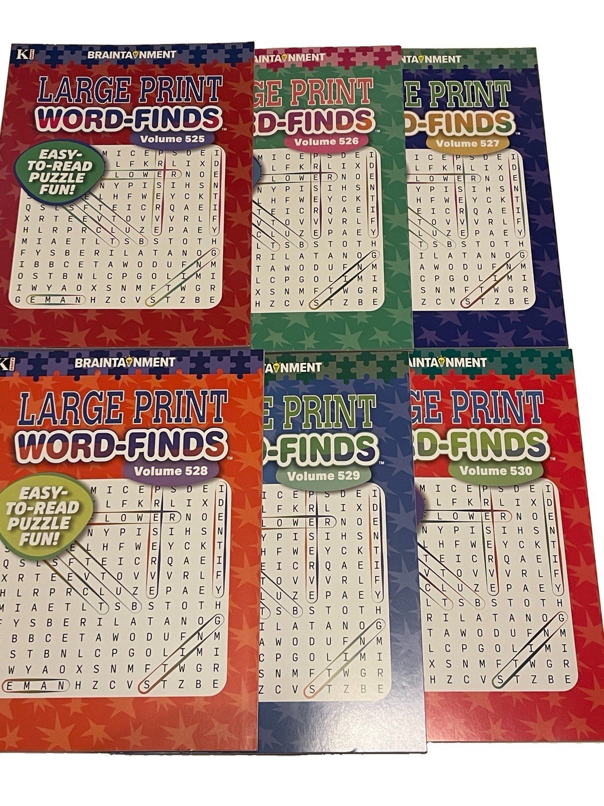 Lot Of 6 Kappa Large Print Word Search Word-Finds Books NEW Free Shipping 525-30