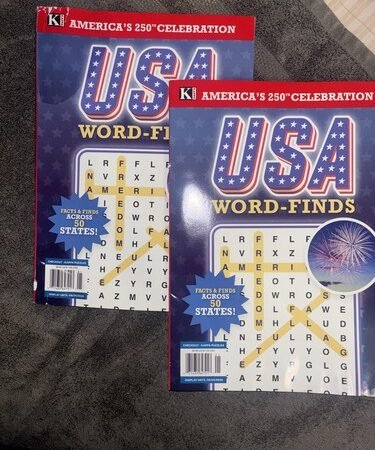 Lot of 2 Patriotic Word-Search Large Print Puzzle Books