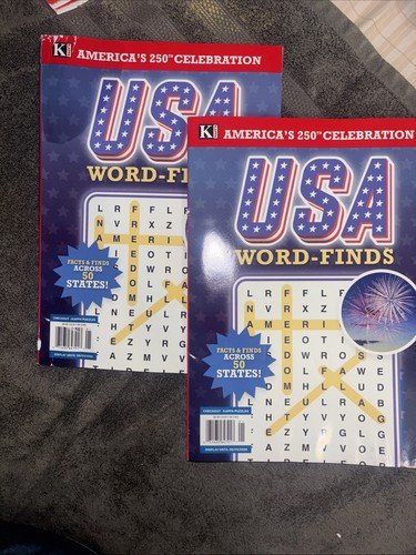 Lot of 2 Patriotic Word-Search Large Print Puzzle Books