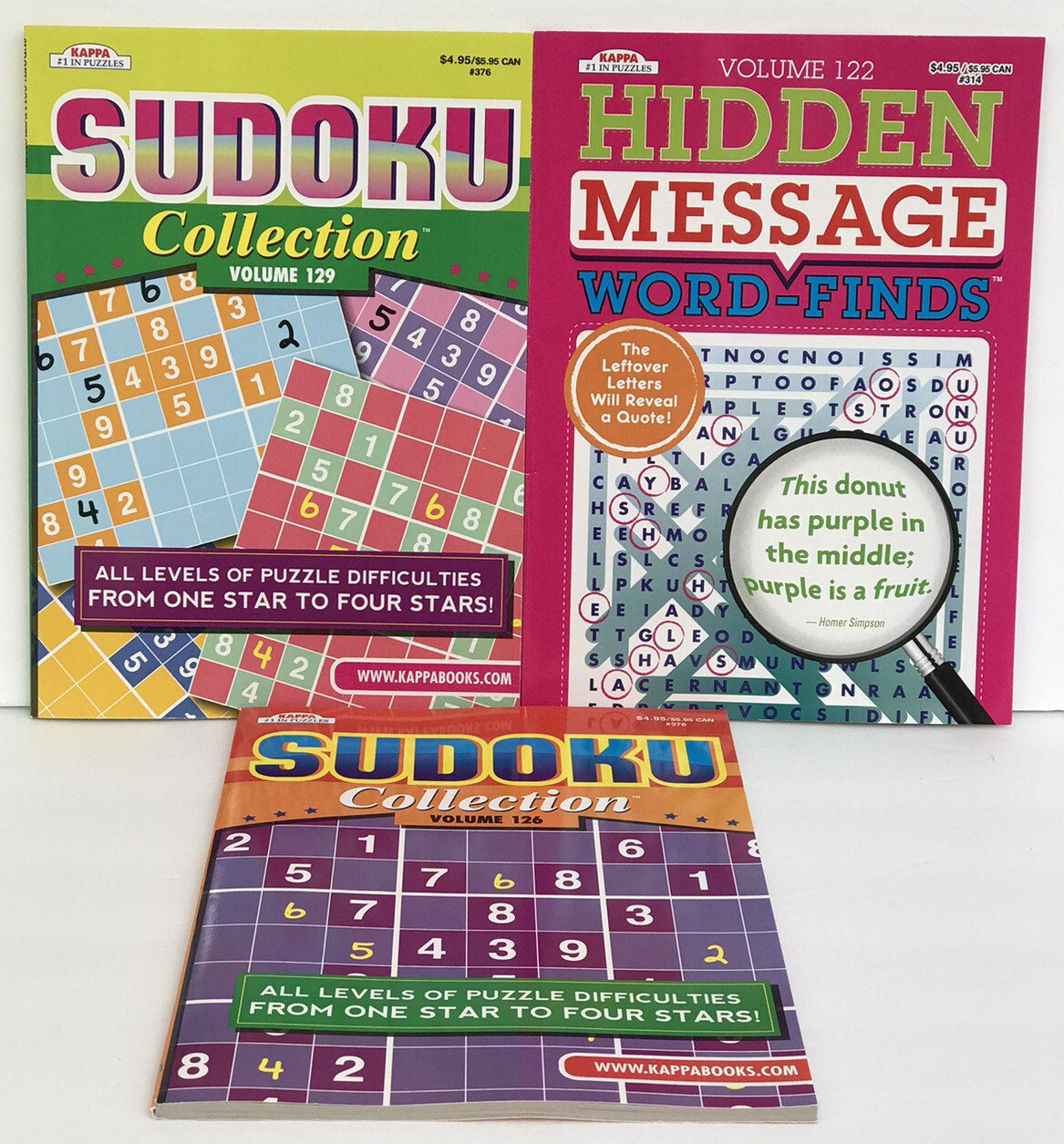 New 3 Adult Puzzle Books Word Search Find Hunt & Sudoku Puzzles All Levels