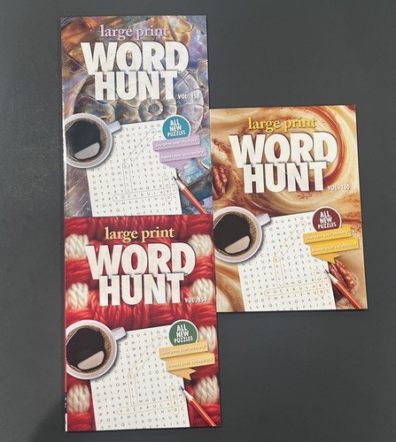 LOT OF 3 PaPP Large Print WORD HUNT Word Search Puzzle Books vol. 158-160