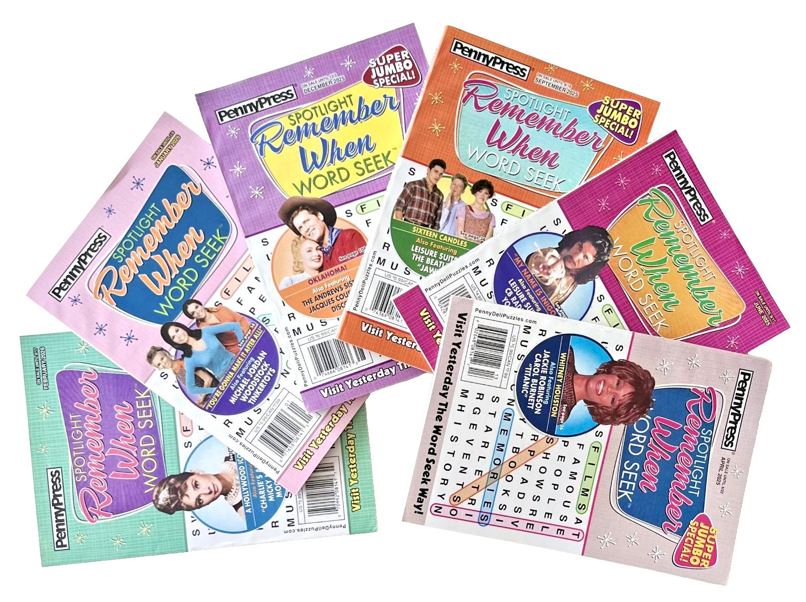 Lot 6 NEW Penny Press Spotlight Word Seek Search Remember When Puzzle Books