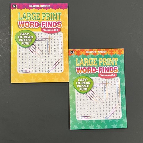LOT OF 2 KAPPA Large Print Word-Finds Word Search Puzzle Books vol.493 & 494
