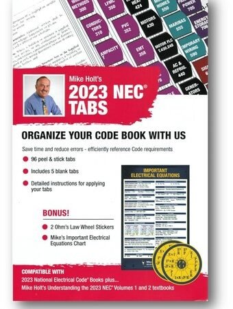 2023 Mike Holt’s NEC Tabs (Color Coded) with 2 Ohm’s Law Stickers Pamphlet