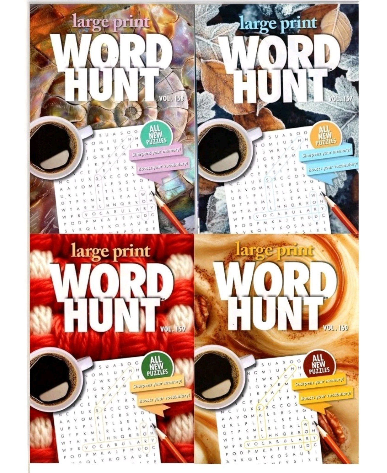 4 Large Print WORD HUNT Puzzle Books Vol 157 158 159 160 PAPP PUZZLE Search New