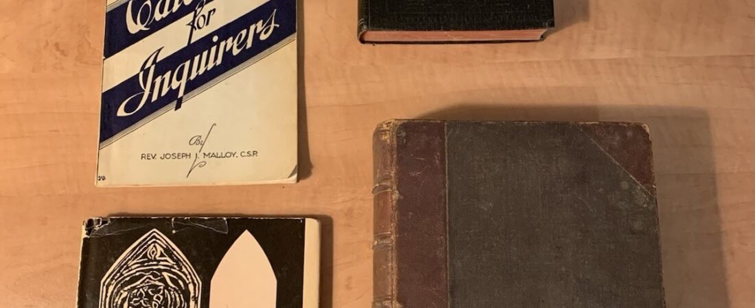 Vintage Book Lot: Autographed Construction Poetry Leatherbound Magazine Catholic